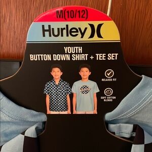 Hurley Youth Button Down Shirt + Tee Set - Blue